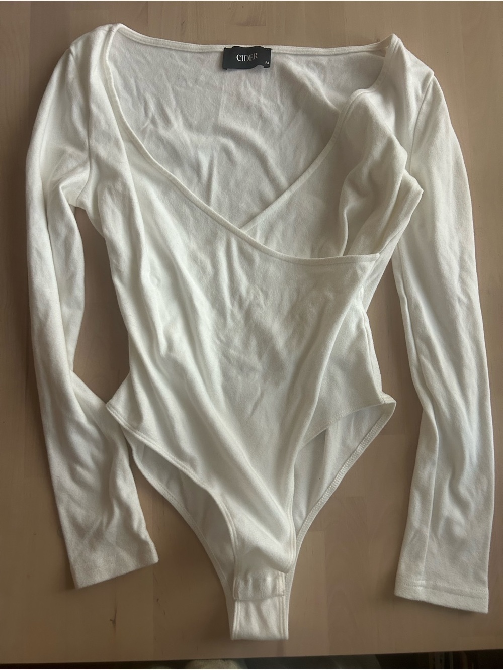 Cider Cream Long-Sleeve Wrap Bodysuit
